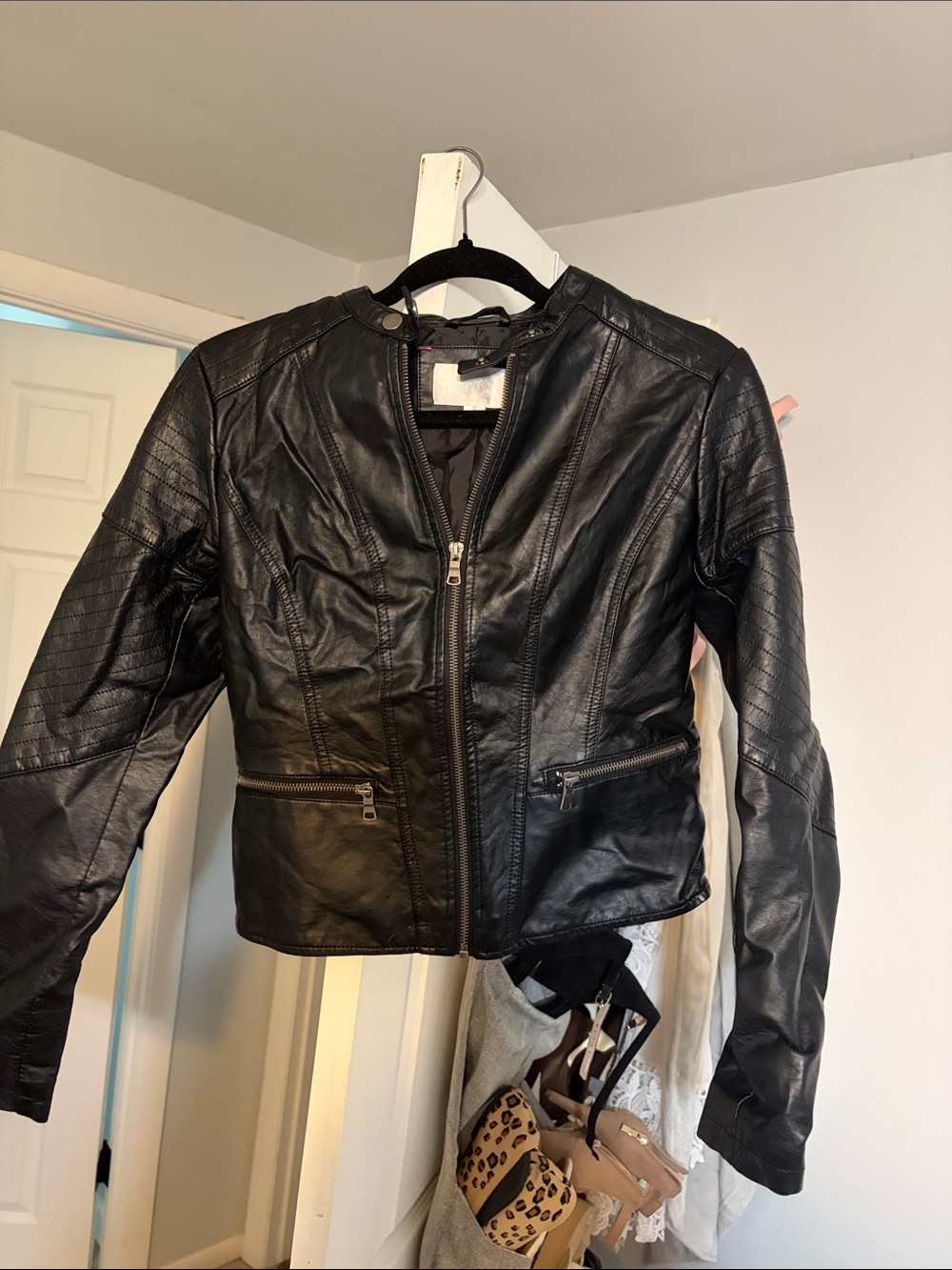 Xhilaration Black Faux Leather Moto Jacket